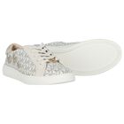 Girls Ivory & Gold Logo Hearts Trainers, 1, hi-res