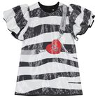 فستان بناتي من الترتر باللونين الأسود والعاجي, 1, hi-res