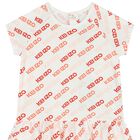 Younger Girls Ivory & Pink Logo Dress, 1, hi-res