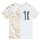Younger Boys White & Beige T-Shirt, 1, hi-res
