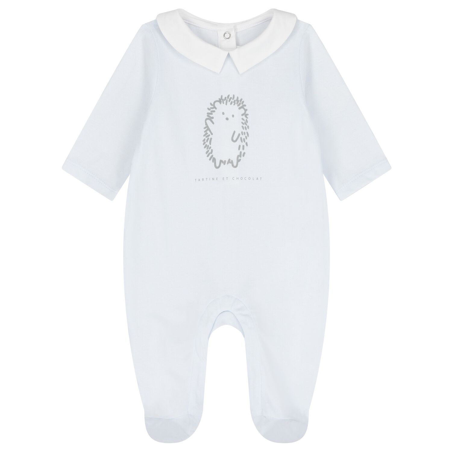 Baby Boys Pale Blue Hedgehog Babygrow, 3, hi-res