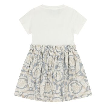 Younger Girls White & Pink Black Dress