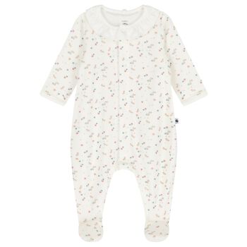 Baby Girls Ivory Floral Babygrow