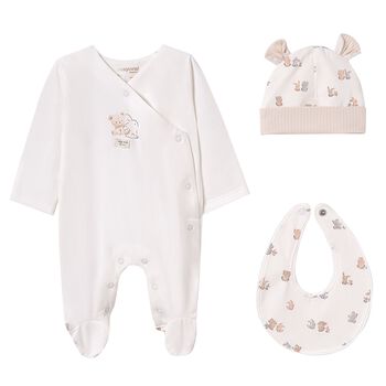 Ivory & Beige Babygrow Gift Set (3 Piece)