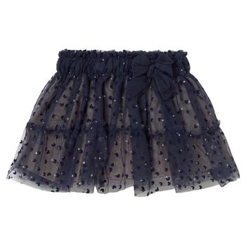 Younger Girls Navy Blue Bow Tulle Skirt