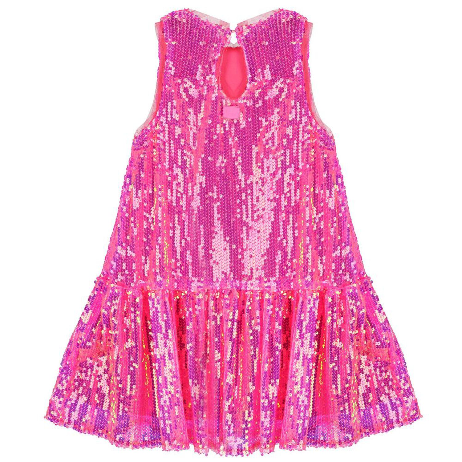 Girls Pink Embellished Sequined Dress, 1, hi-res image number null