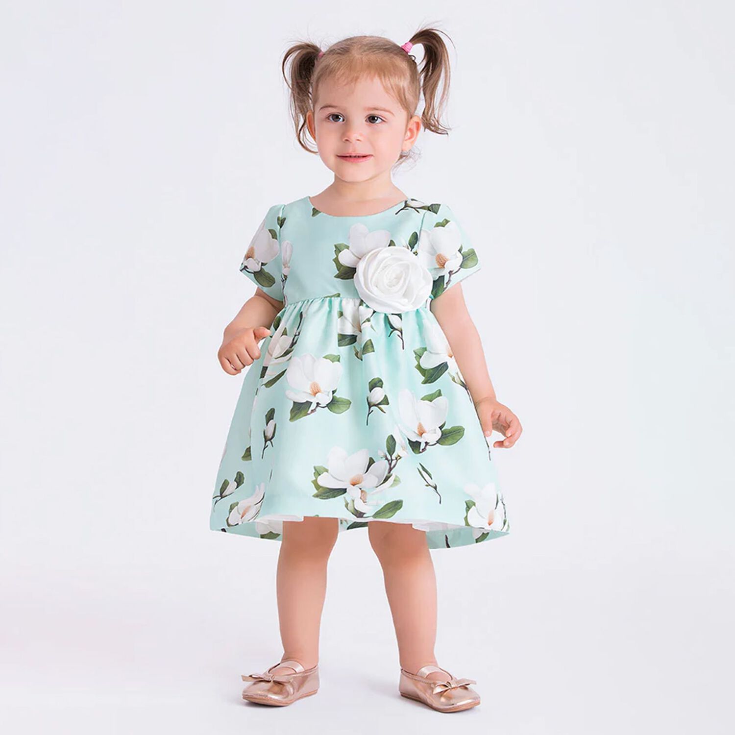 Baby Girls Mint Green Dress, 1, hi-res