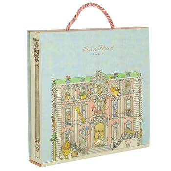 Baby Girls White & Pink Toile de Jouy Carré Swaddle & Bib Gift Set