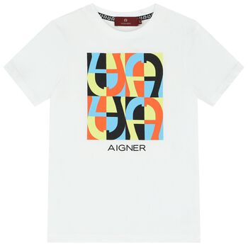 Aigner Boys White Logo T-Shirt, 1 Boys White Logo T-Shirt