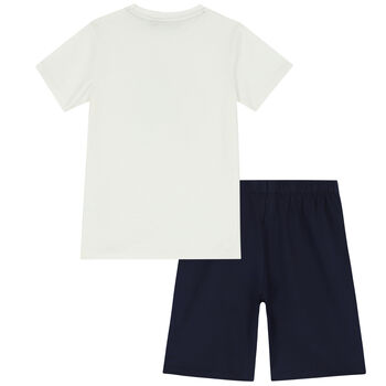 Boys White & Navy Logo Pyjamas