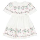 Girls White Floral Dress, 1, hi-res