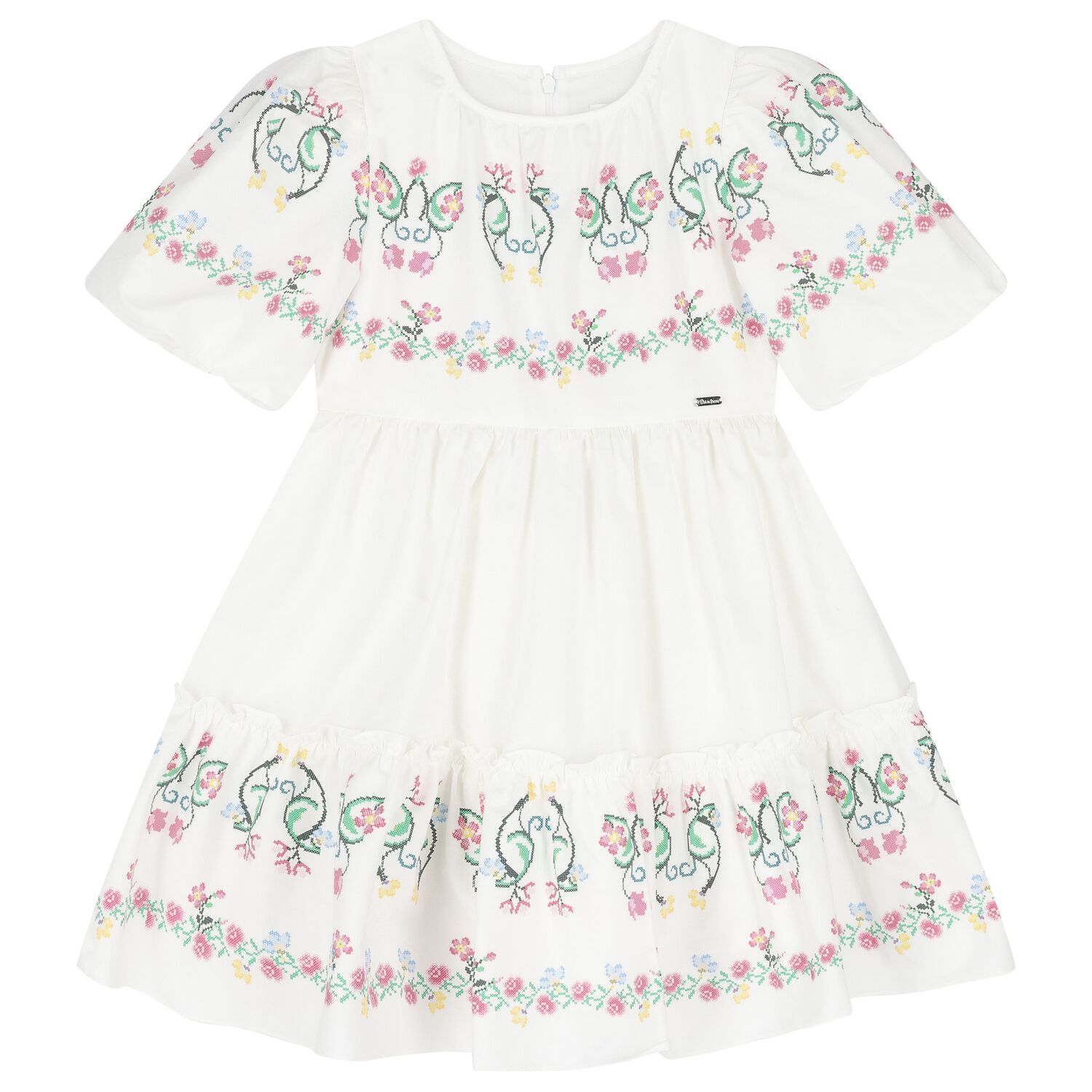 Girls White Floral Dress, 1, hi-res image number null
