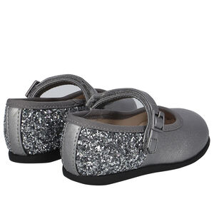 حذاء باليرينا باللون الفضي للبنات
