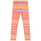 Girls Pink & Orange Zig Zag Leggings, 2, hi-res