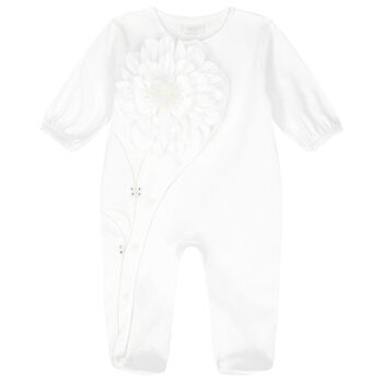 Baby Girls Ivory Flower Babygrow