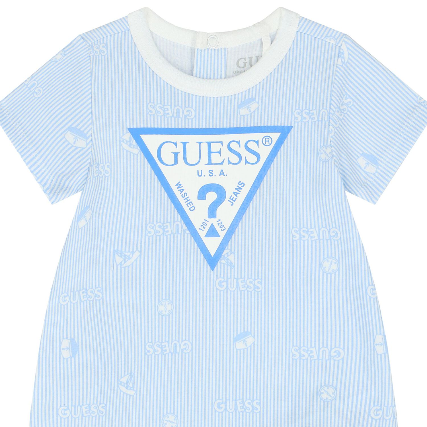 طقم شورتى أولاد مخطط قطن باللون الأزرق والأبيض, 1, hi-res