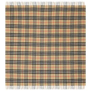 Beige Check Knitted Baby Blanket