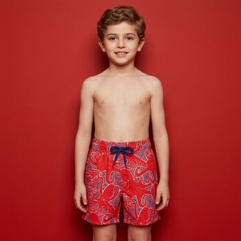 Boys Red Octopus Swim Shorts