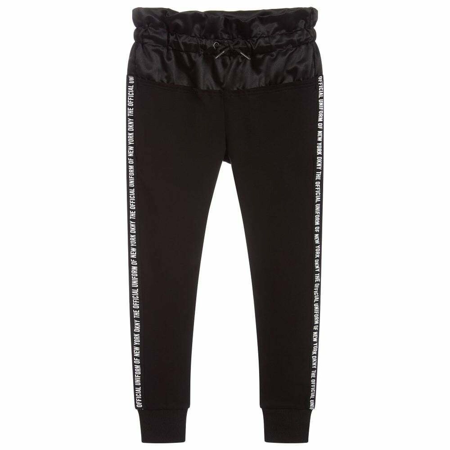 Girls Black Logo Trousers, 1, hi-res