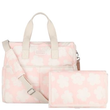 Baby Girls Pink & Ivory Flower Logo Changing Bag