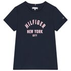 Girls Navy Blue Logo T-Shirt, 1, hi-res