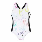 Girls White Logo Swimsuit, 1, hi-res