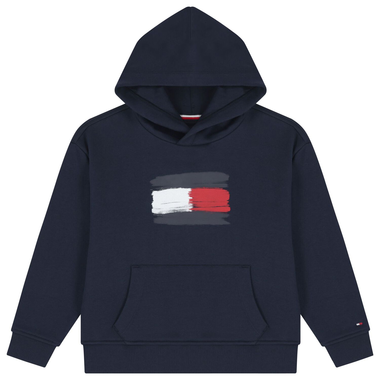 Boys Navy Blue Logo Hooded Top, 1, hi-res