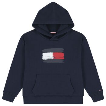 Boys Navy Blue Logo Hooded Top