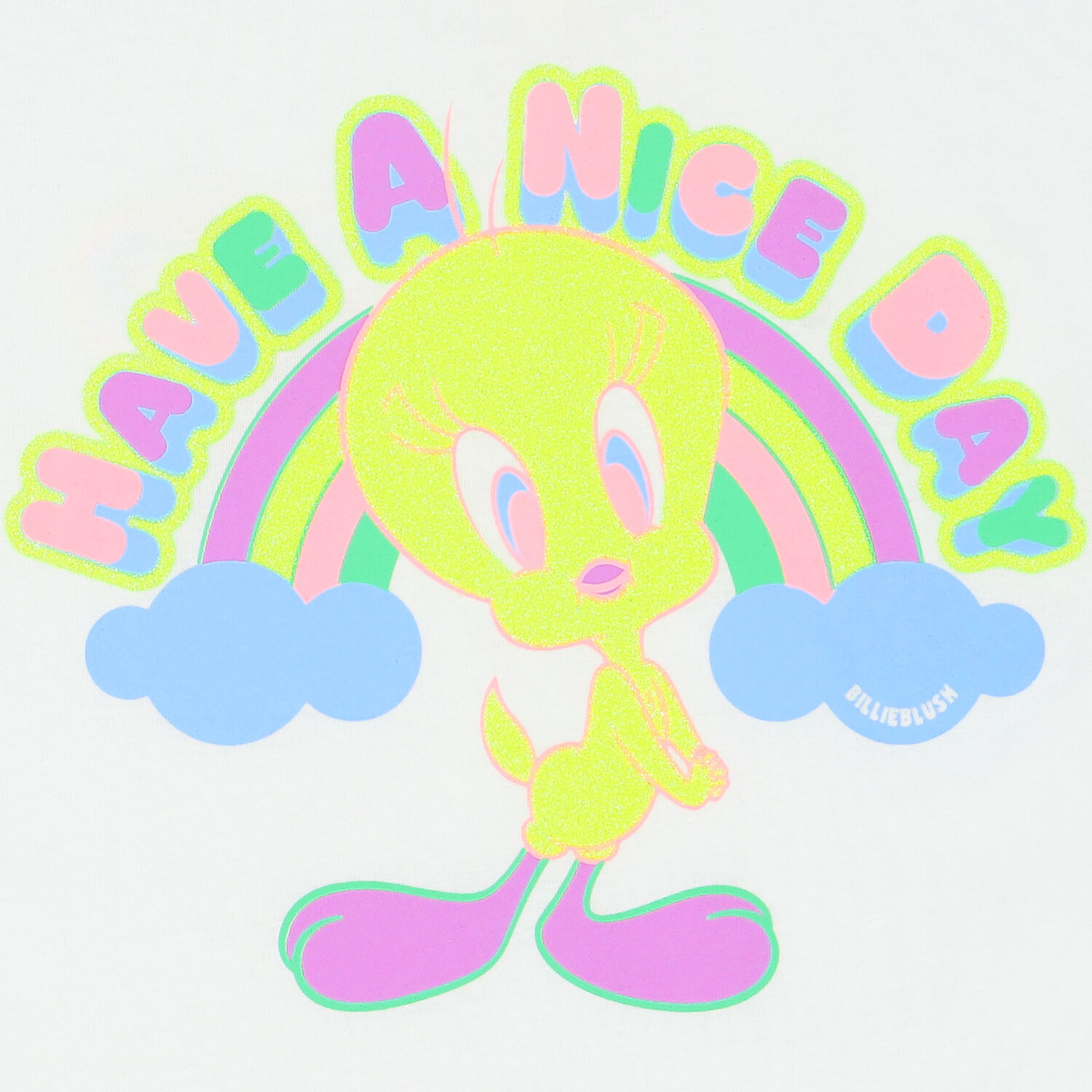 تيشيرت بنات بطبعة الطائر تويتي باللون الابيض  , 1, hi-res image number null