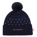 Girls Navy Blue Beanie Hat, 1, hi-res
