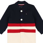 Baby Boys Navy Blue & Beige Logo Romper, 1, hi-res