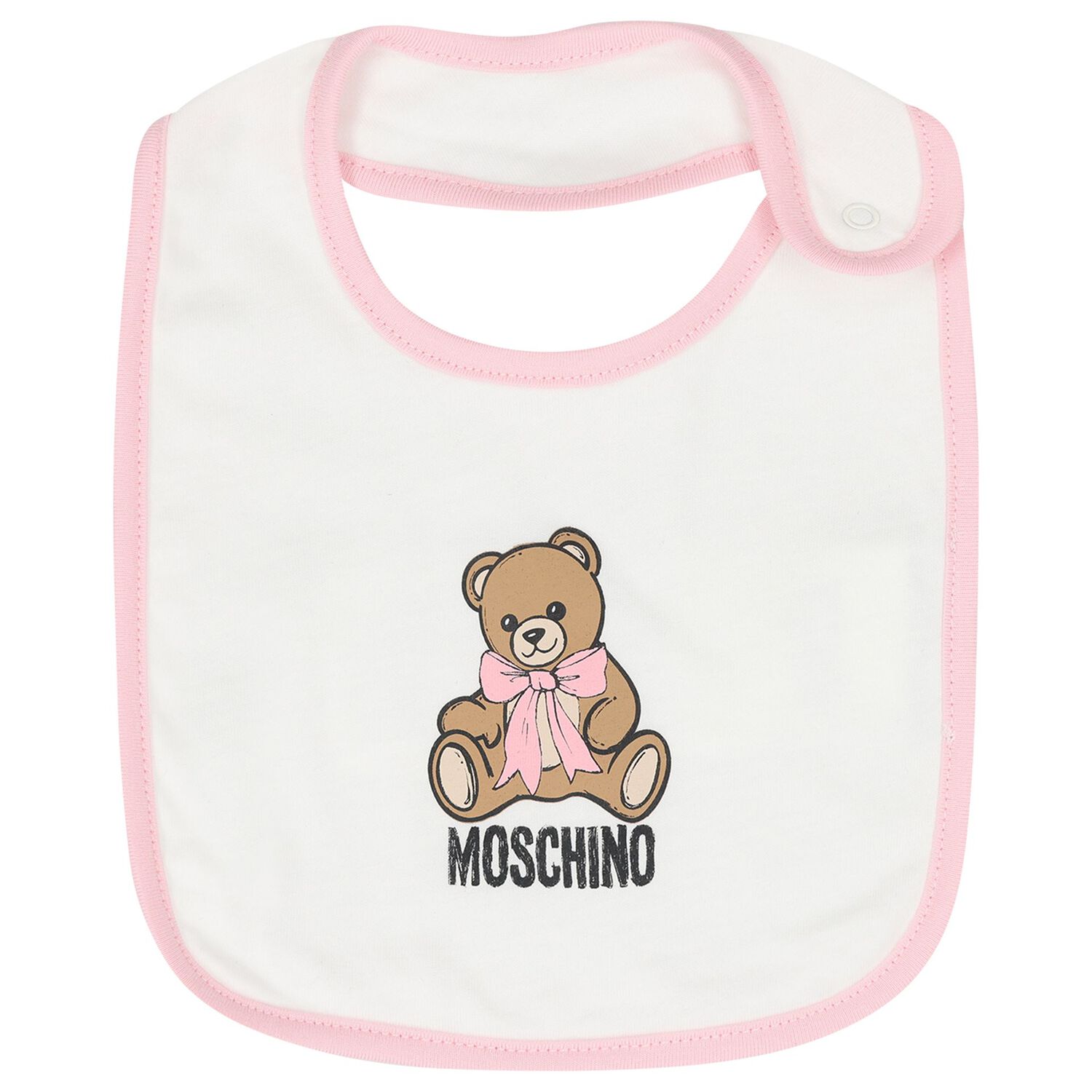 Baby Girls Pink & White Teddy Bear Logo Hat & Bib Gift Set, 1, hi-res