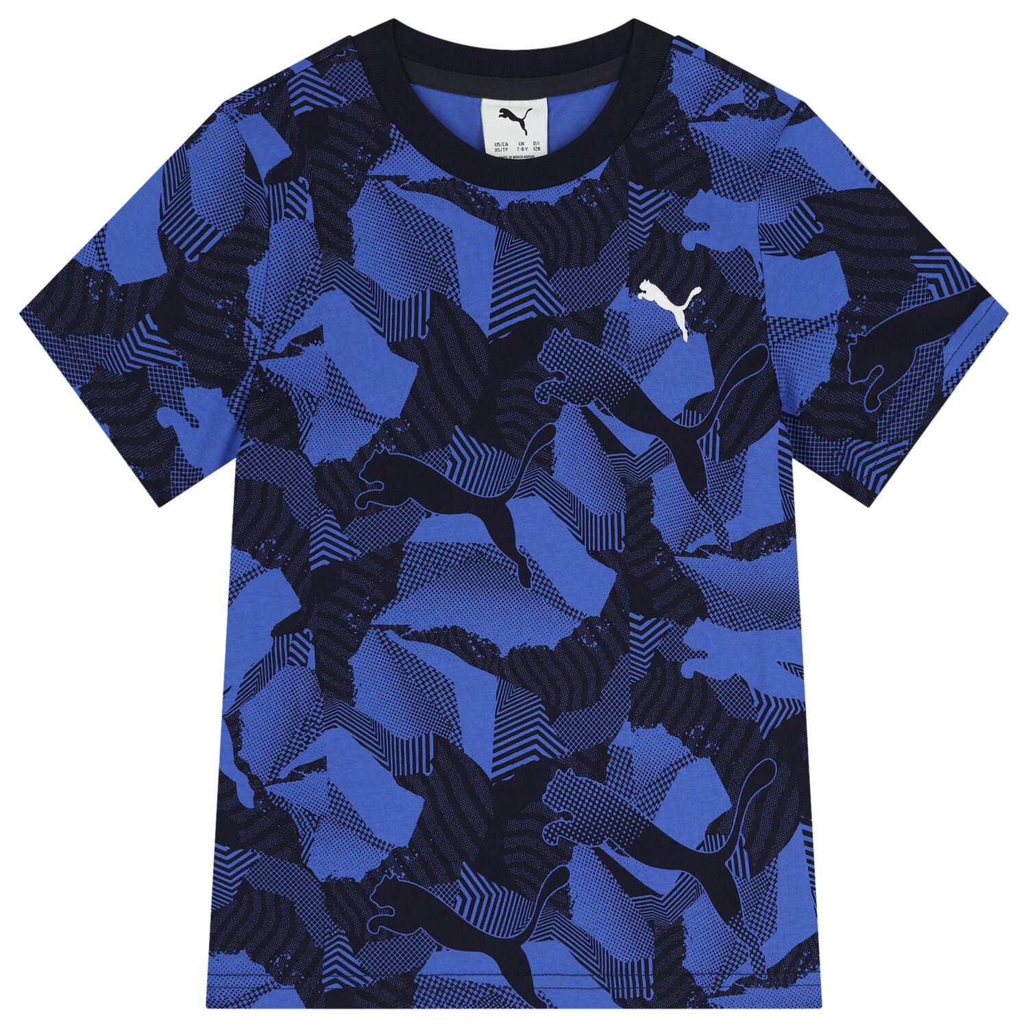 Boys Navy Blue & Blue Logo T-Shirt, 1, hi-res