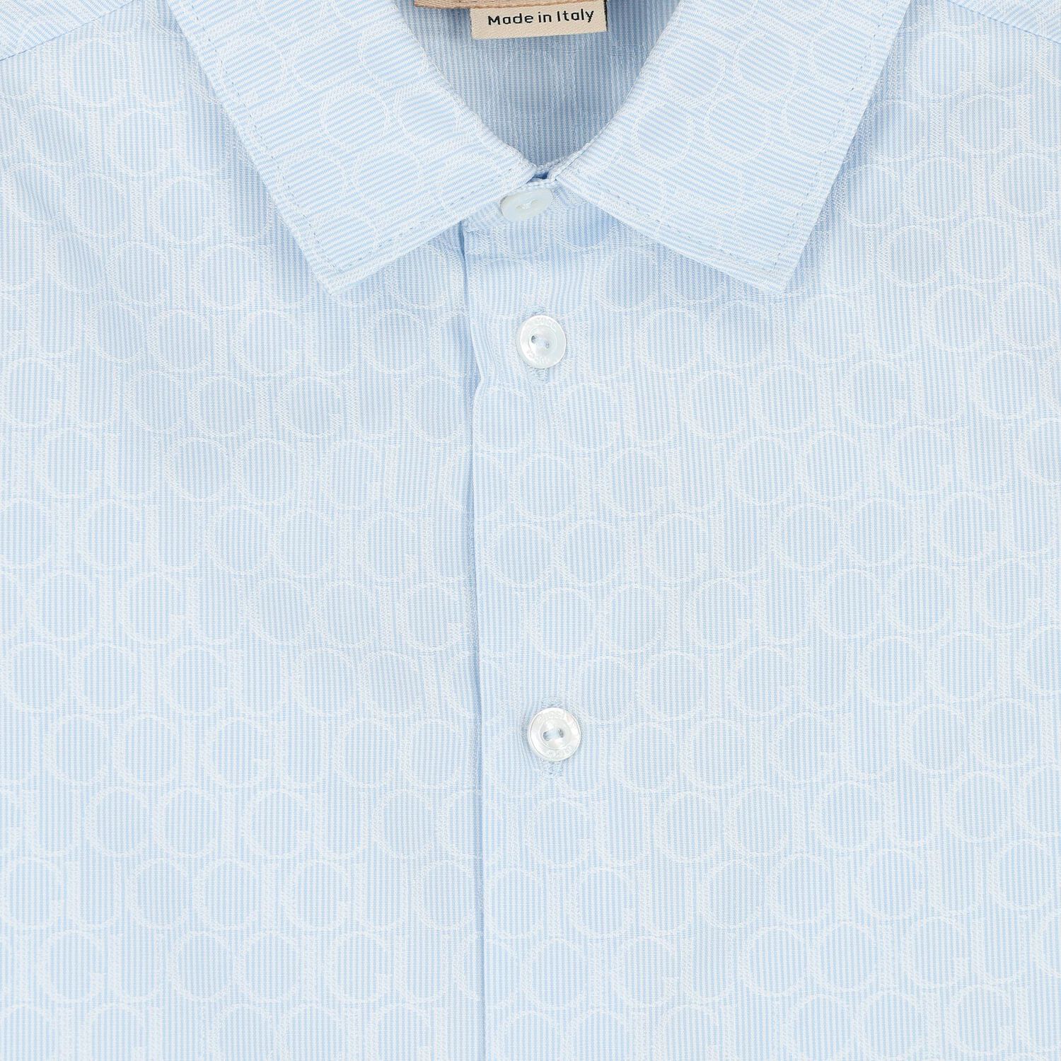 Younger Boys Blue Jacquard Logo Shirt, 1, hi-res image number null