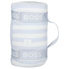 بطانيه اولاد مخططه بالشعار باللون الازرق والابيض , 3, hi-res