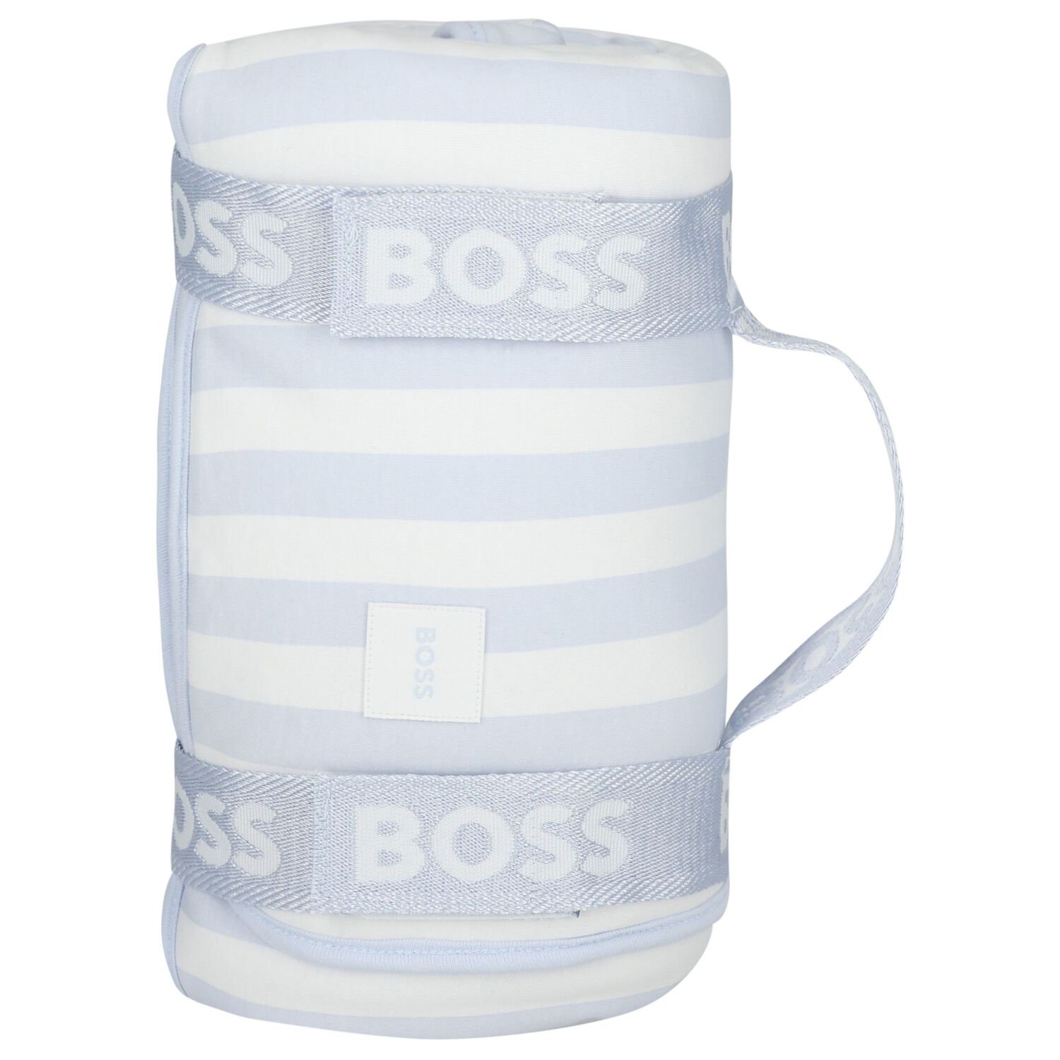 بطانيه اولاد مخططه بالشعار باللون الازرق والابيض , 3, hi-res