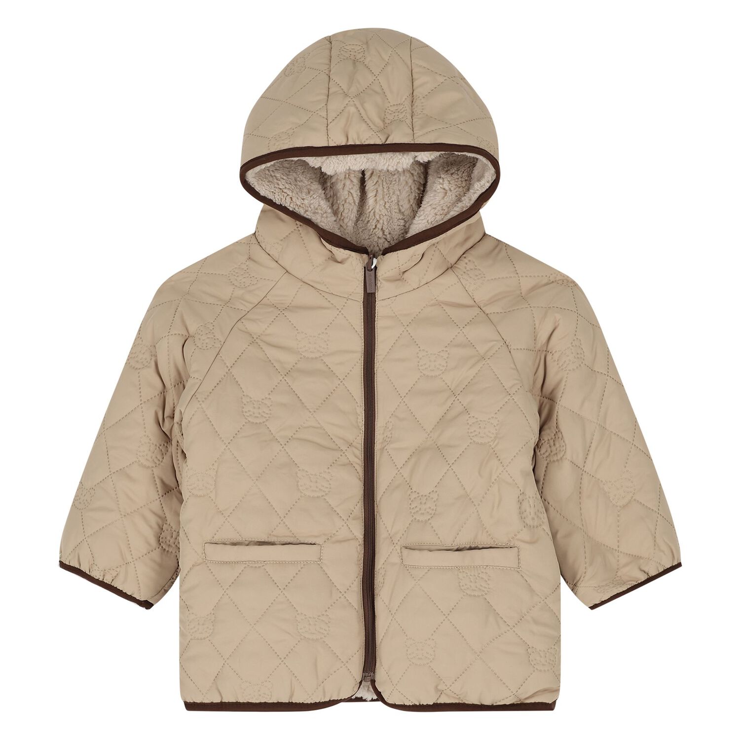 Younger Boys Beige Sherpa Reversible Jacket, 1, hi-res