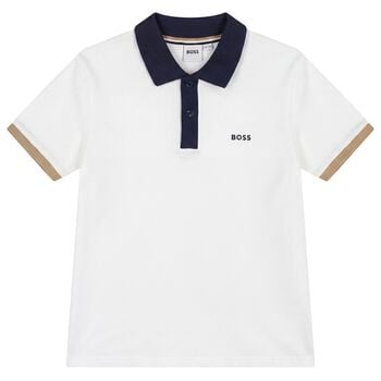 Boys White Logo Polo Shirt