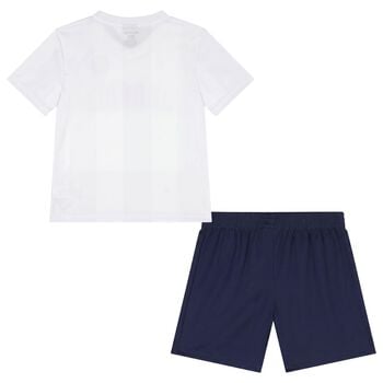 Boys White & Navy Blue Jordan Shorts Set