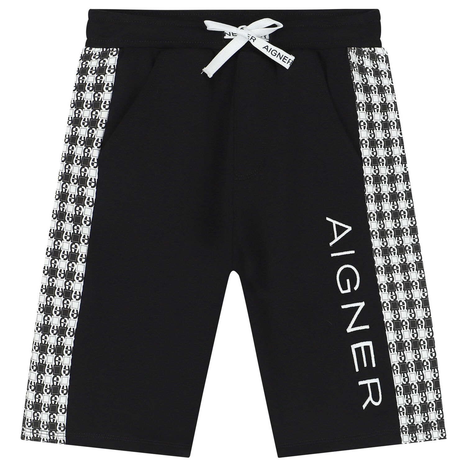 Boys Black Logo Shorts, 2, hi-res