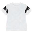 Younger Boys White & Blue Logo T-Shirt, 1, hi-res
