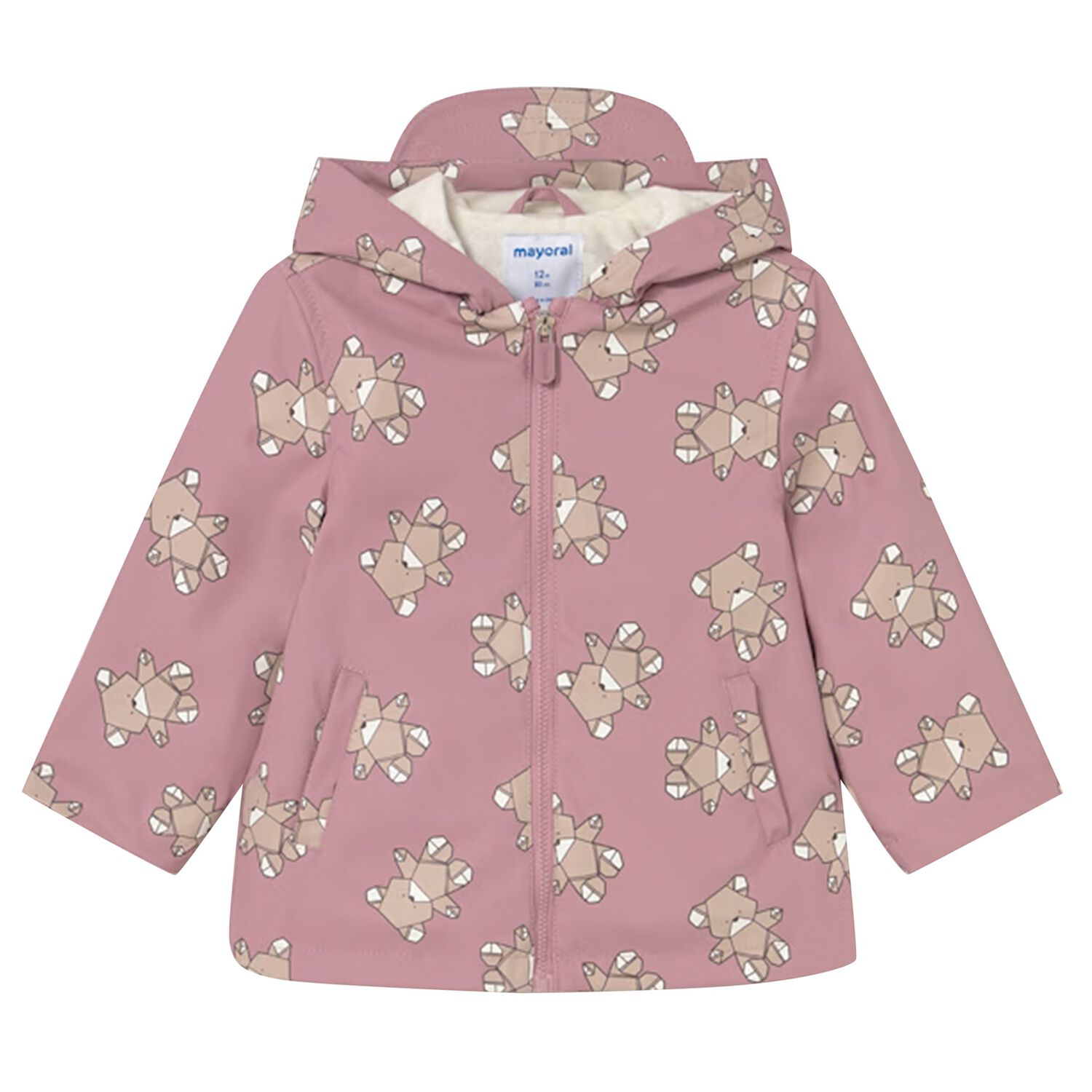 Younger Girls Pink Teddy Bear Rain Coat, 1, hi-res image number null
