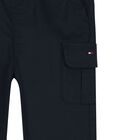 Younger Boys Navy Blue Logo Trousers, 1, hi-res