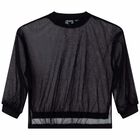 توب بالشعار باللون الاسود والابيض للبنات, 1, hi-res