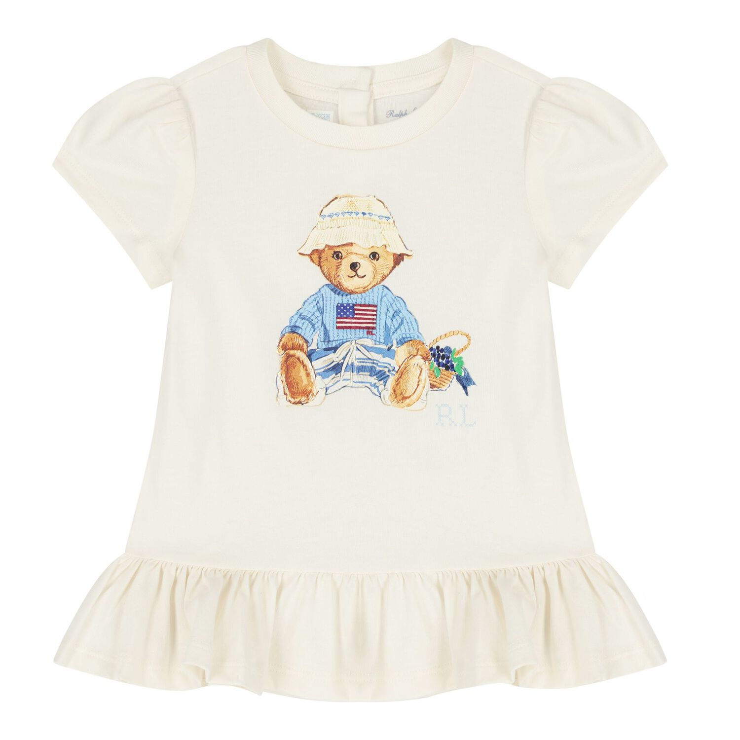 Baby Girls Ivory & Blue Teddy Bear Shorts Set, 1, hi-res