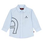 Younger Boys Blue Logo Shirt, 1, hi-res