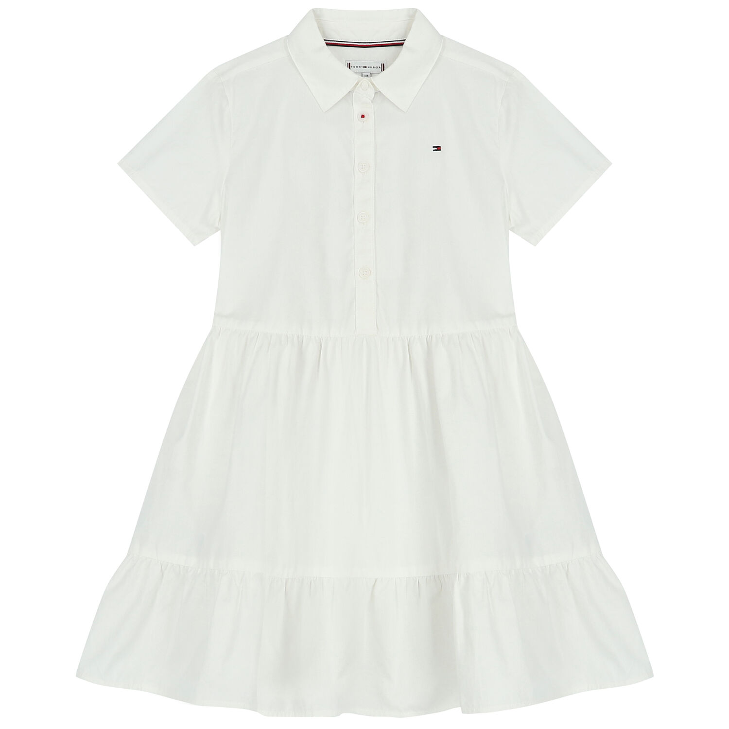 Girls White Logo Shirt Dress, 1, hi-res