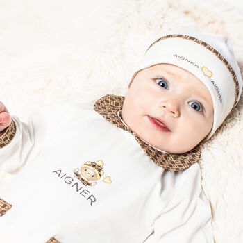 Ivory Teddy Bear Logo Babygrow Set