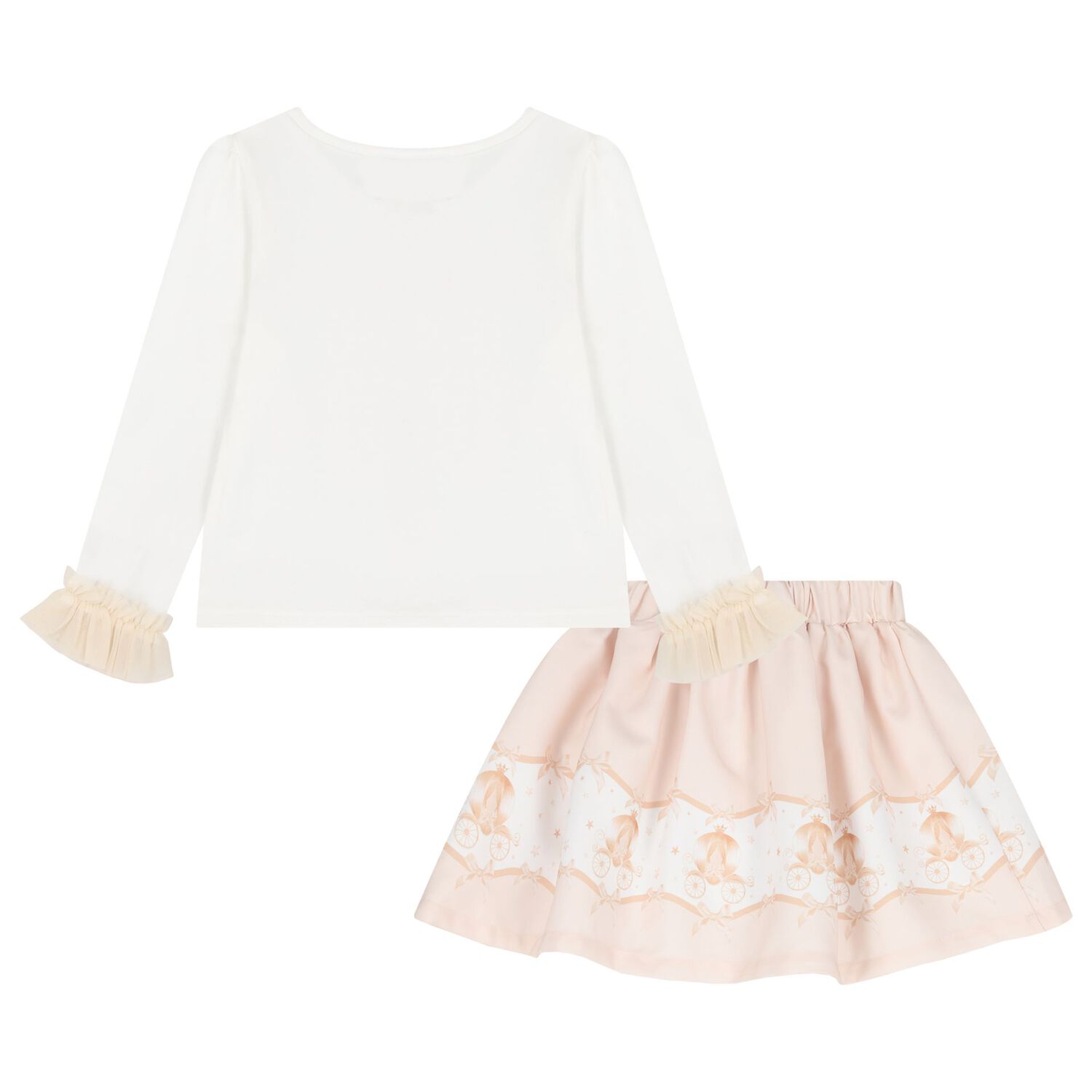 Girls Ivory & Beige Fairy Tale Castle Skirt Set , 2, hi-res