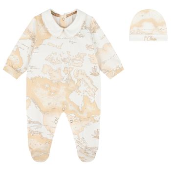 Ivory & Beige Geo Map Babygrow Gift Set